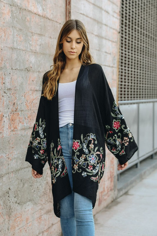 Long Floral Kimono Cardigan - Boho Soho