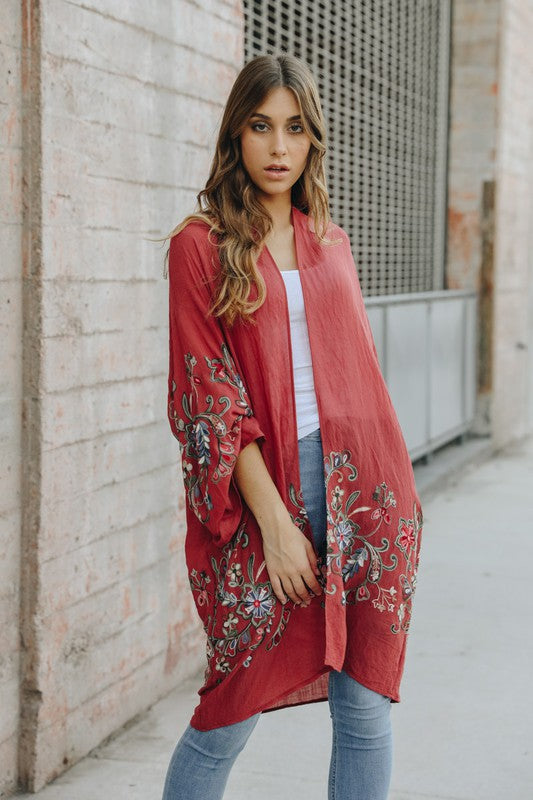 Long Floral Kimono Cardigan - Boho Soho