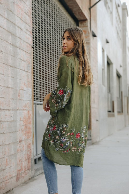 Long Floral Kimono Cardigan - Boho Soho