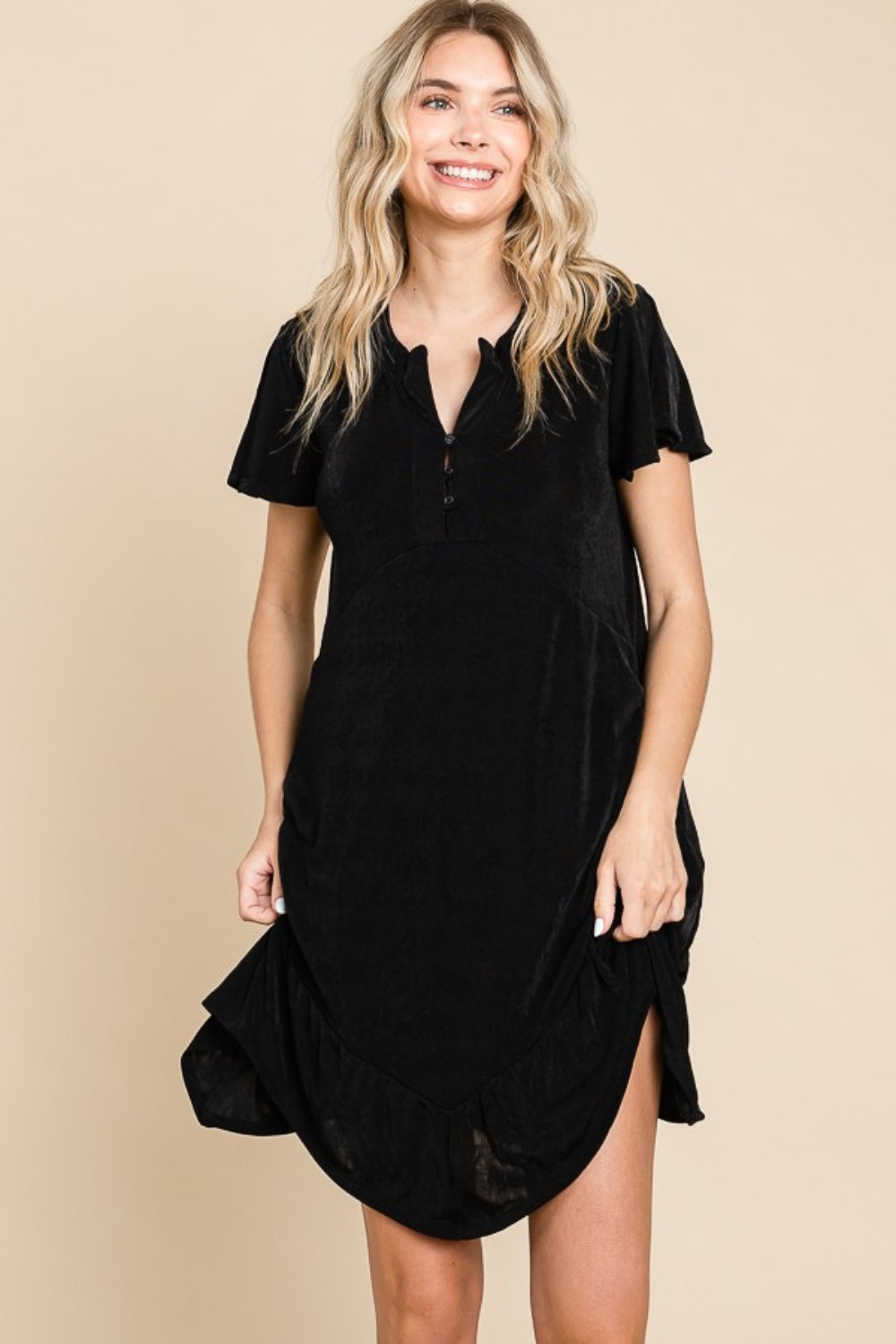 Culture Code Notched Short Sleeve Dress