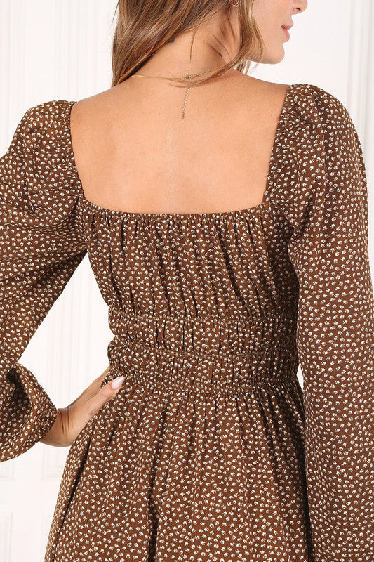 Lilou Square neck vintage puff dress