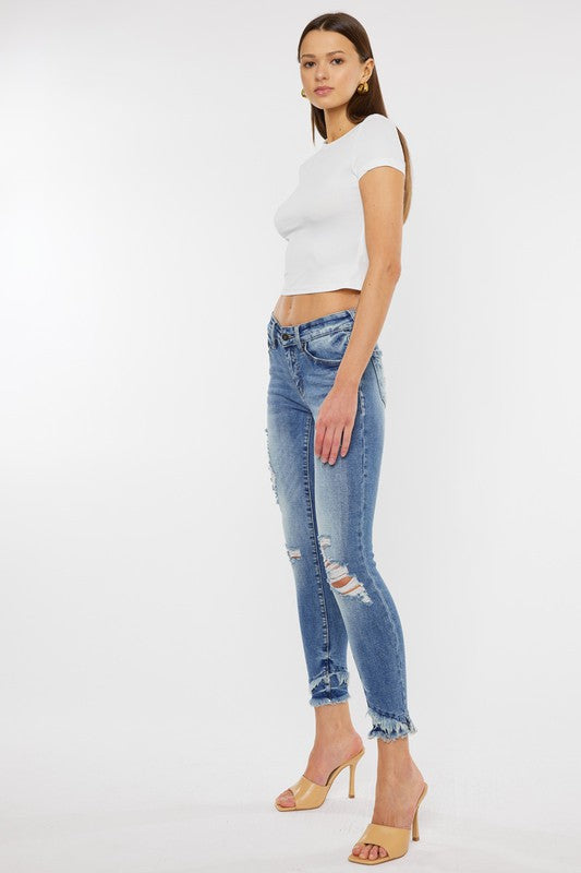 Kan Can Mid Rise Ankle Skinny Jeans