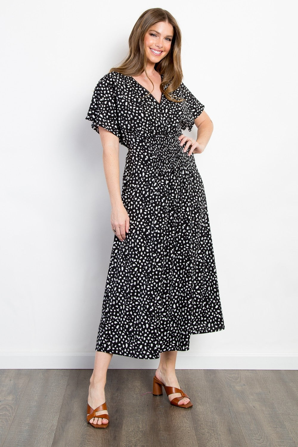 Be Stage Printed Smocked Waist Dress - Boho Soho