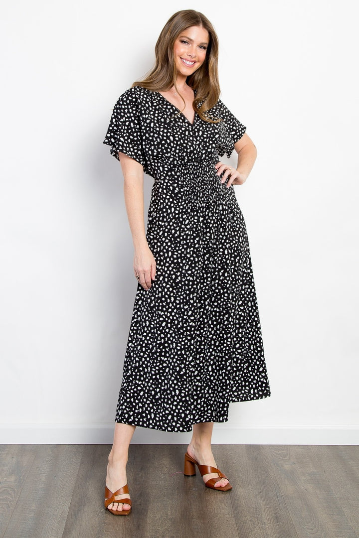 Be Stage Printed Smocked Waist Dress - Boho Soho