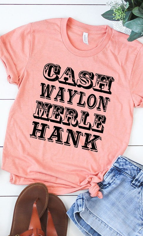 Retro Country Singer Cash Waylon Merle Hank Graphic Tee