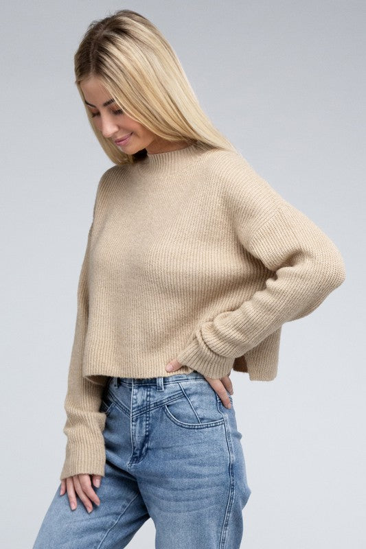 Cozy Cropped Mock Neck Pullover