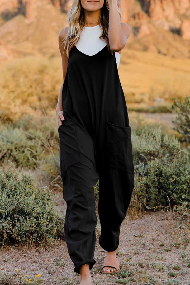 Double Take V-Neck Sleeveless Jumpsuit with Pockets