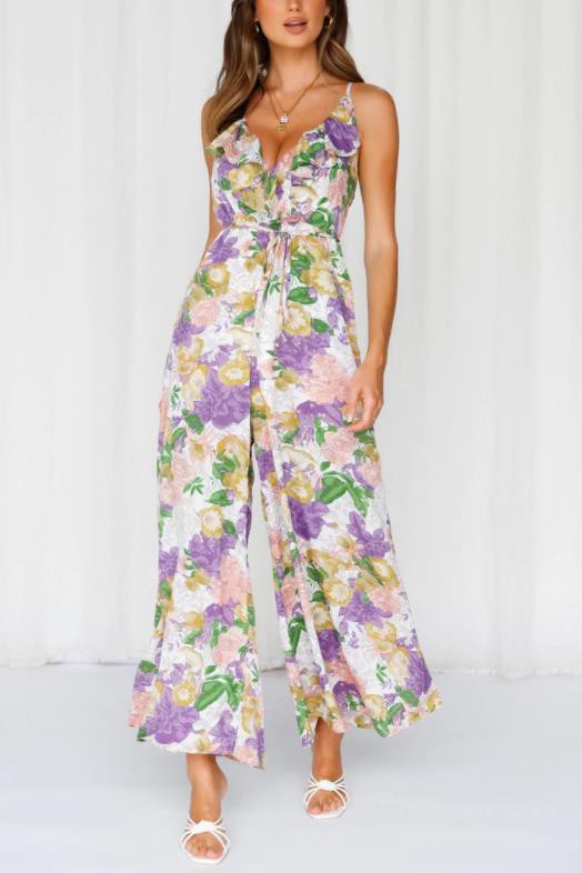 One and Only Collective Floral Print Wide Leg Jumpsuit