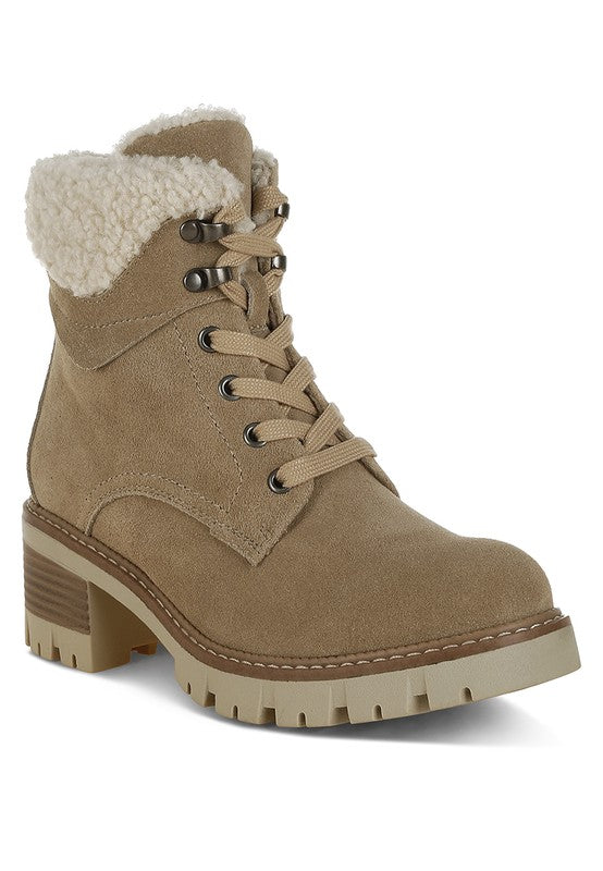 Rag Company Madoka Fur Collar Chunky Ankle Boots