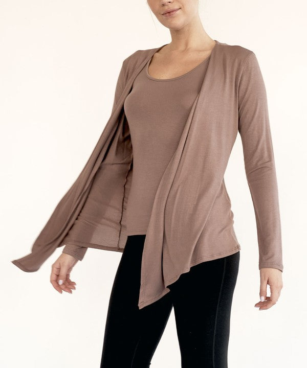 FABINA BAMBOO SIMPLE TIE FRONT CARDIGAN