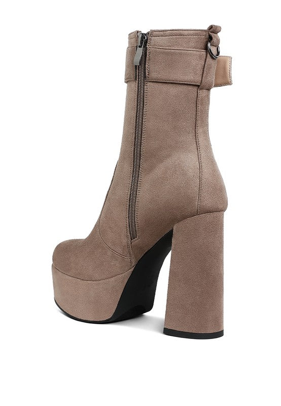 London Rag Wanderer Flared Block Heel Mid-Calf Boots