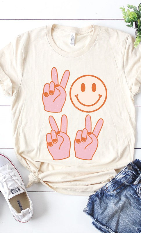 Retro Peace Smiley Face Graphic Tee