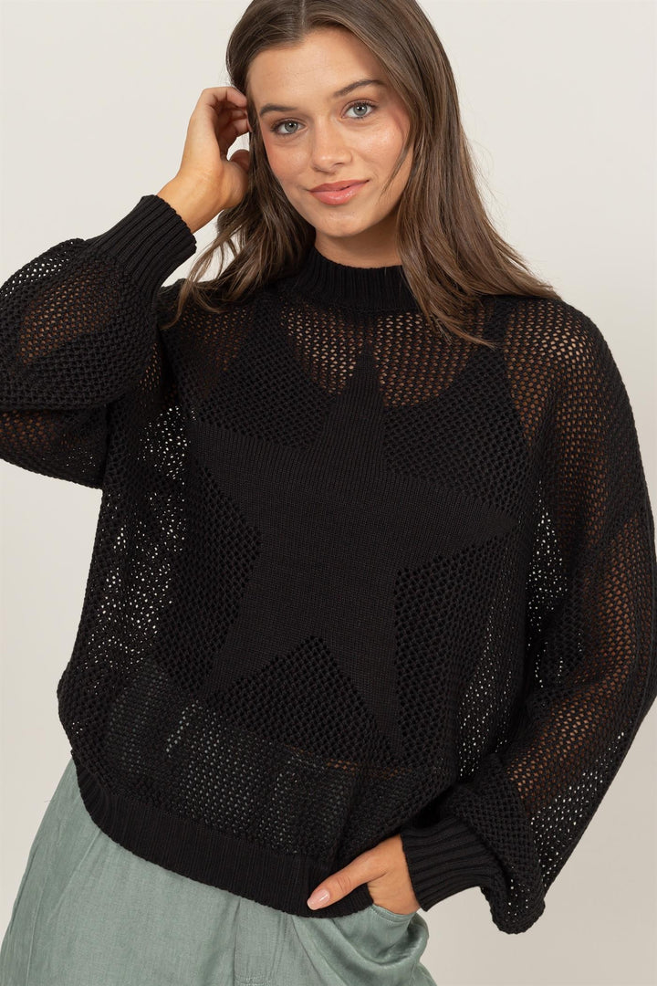 HYFVE Star Pattern Open Knit Top
