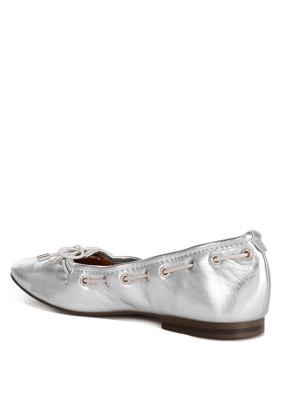 Rag & Co. Marlow Metallic Eyelet Detail Bow Ballerinas