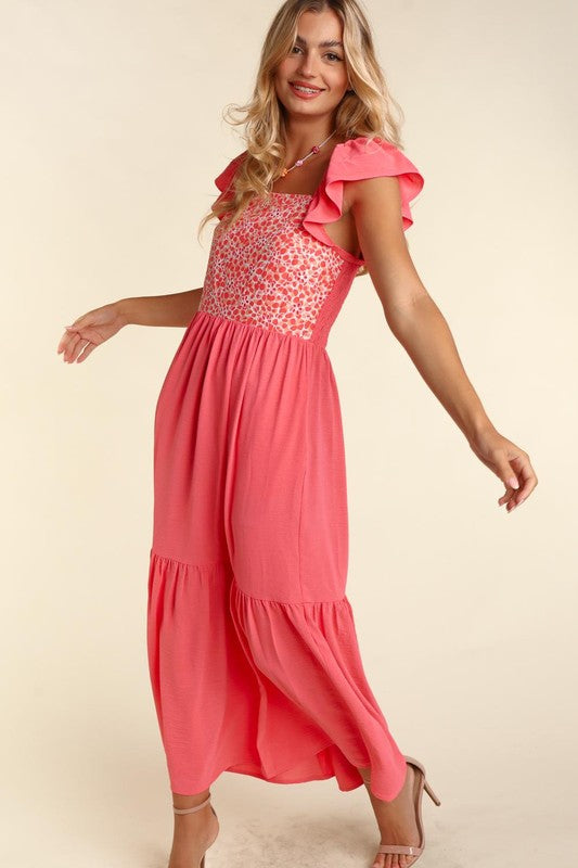 Haptics EMBROIDERED DOT WOVEN MAXI WITH SIDE POCKETS