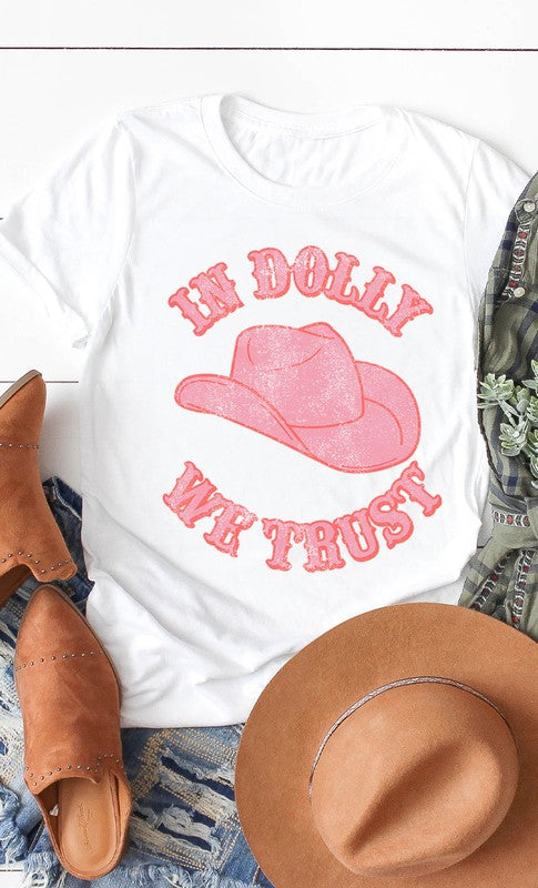 Retro In Dolly We Trust Hat Graphic Tee PLUS