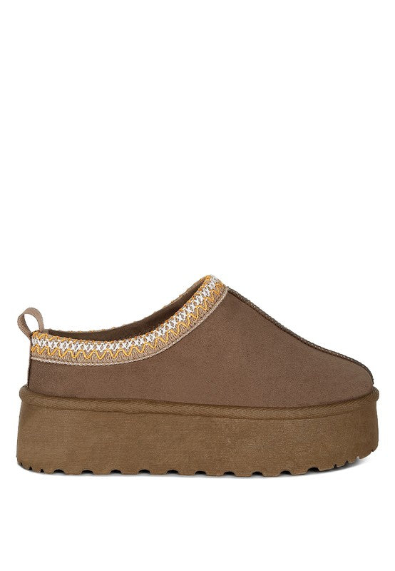 London Rag Struter Embroidered Platform Fur Classic Slip-On