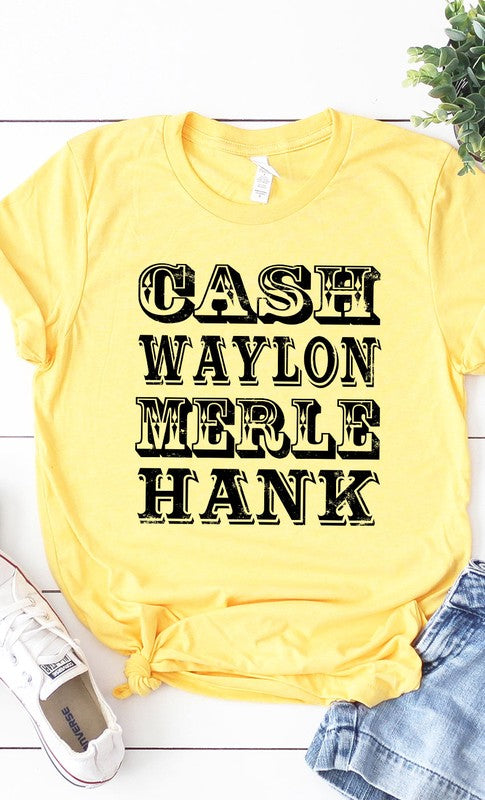 Retro Country Singer Cash Waylon Merle Hank Graphic Tee