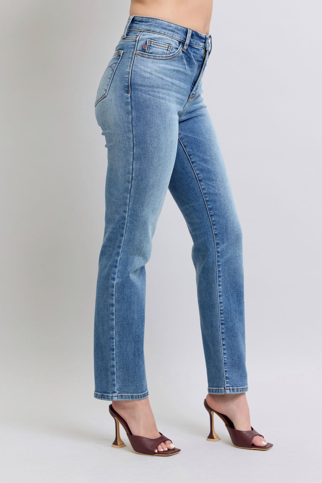 Judy Blue Wash Thermal Straight Jeans with Pockets