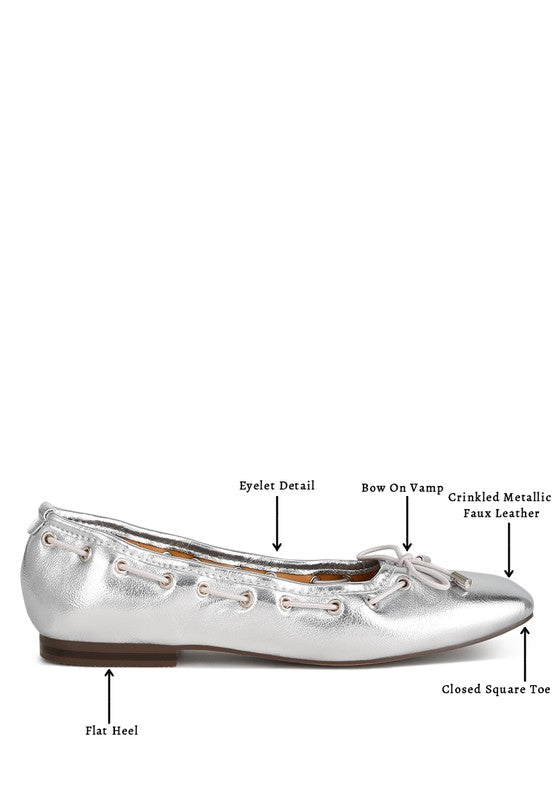 Rag & Co. Marlow Metallic Eyelet Detail Bow Ballerinas