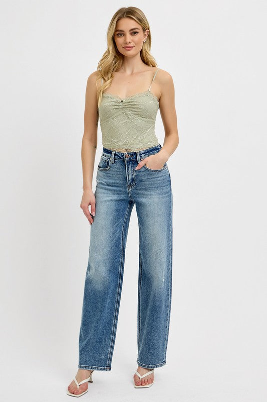 RISEN Distressed Wide Leg Jeans Plus Size