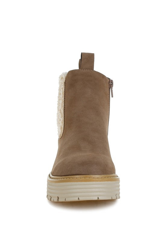Rag Company Mothman Faux Fur Detail Chunky Ankle Boots