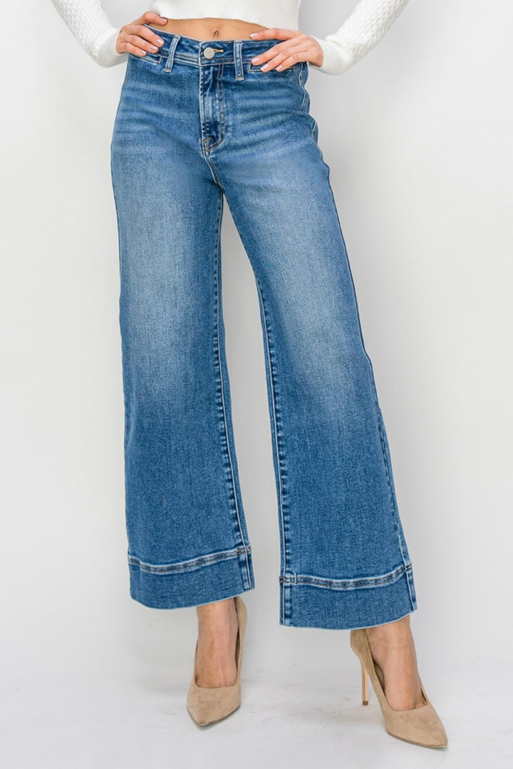 Risen High Rise Wide Leg Jeans