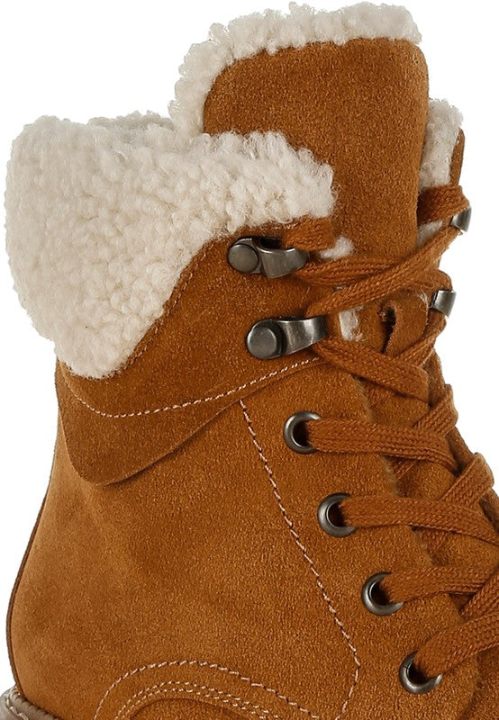 Rag Company Madoka Fur Collar Chunky Ankle Boots
