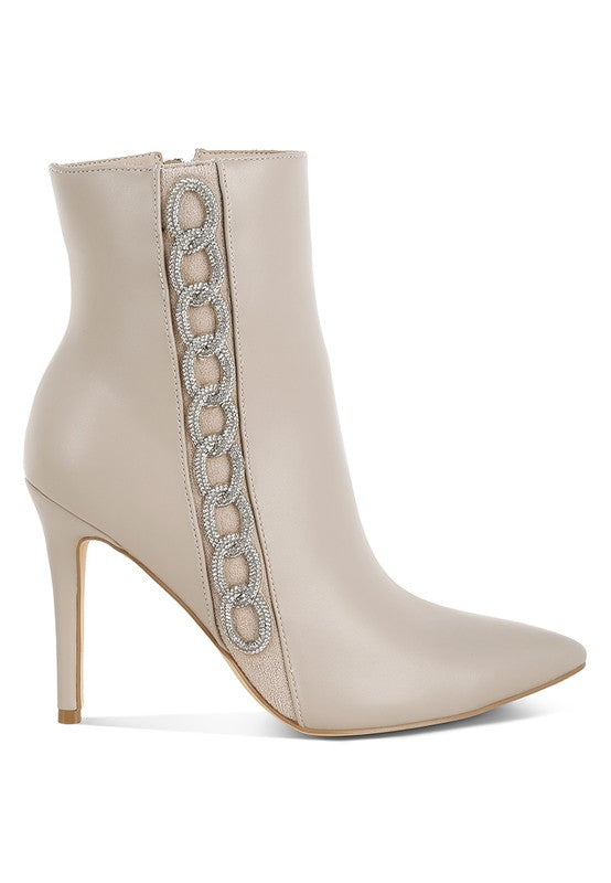 London Rag Kalina Rhinestones Chain Detail Boots