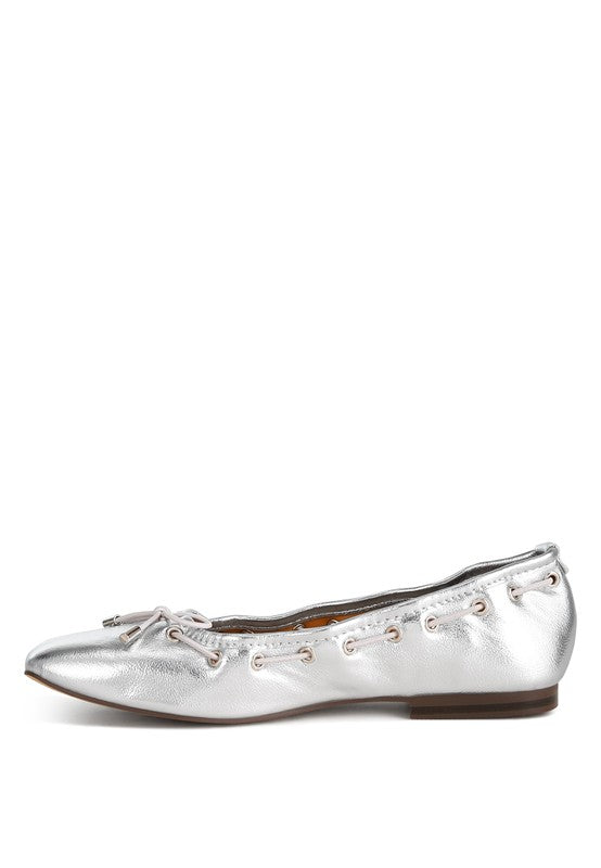 Rag & Co. Marlow Metallic Eyelet Detail Bow Ballerinas