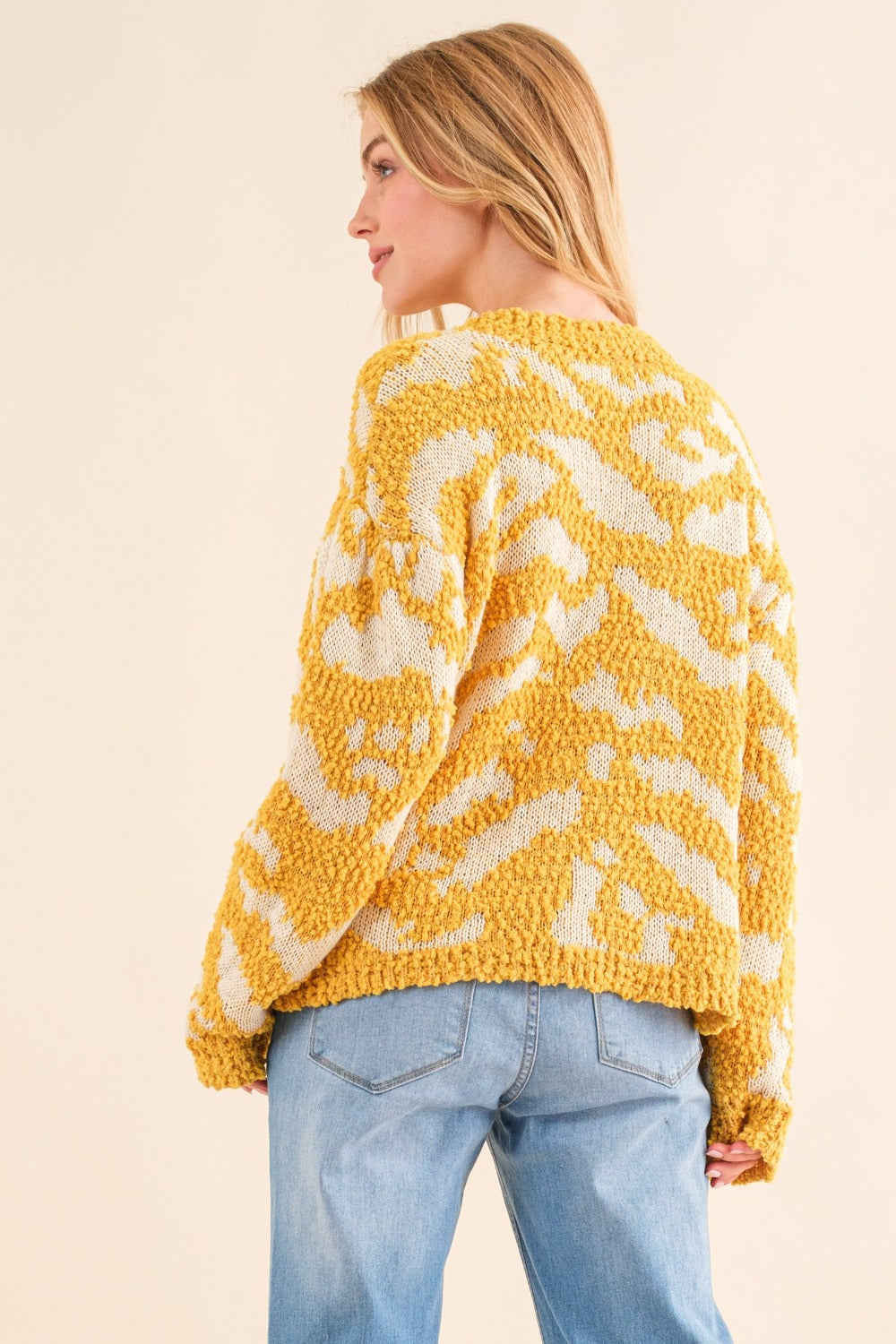 And The Why Textured Pattern Contrast Sweater