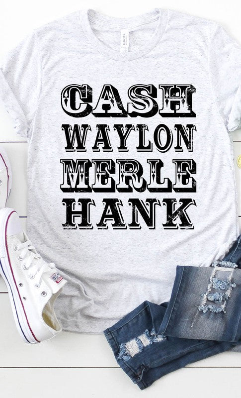 Retro Country Singer Cash Waylon Merle Hank Graphic Tee