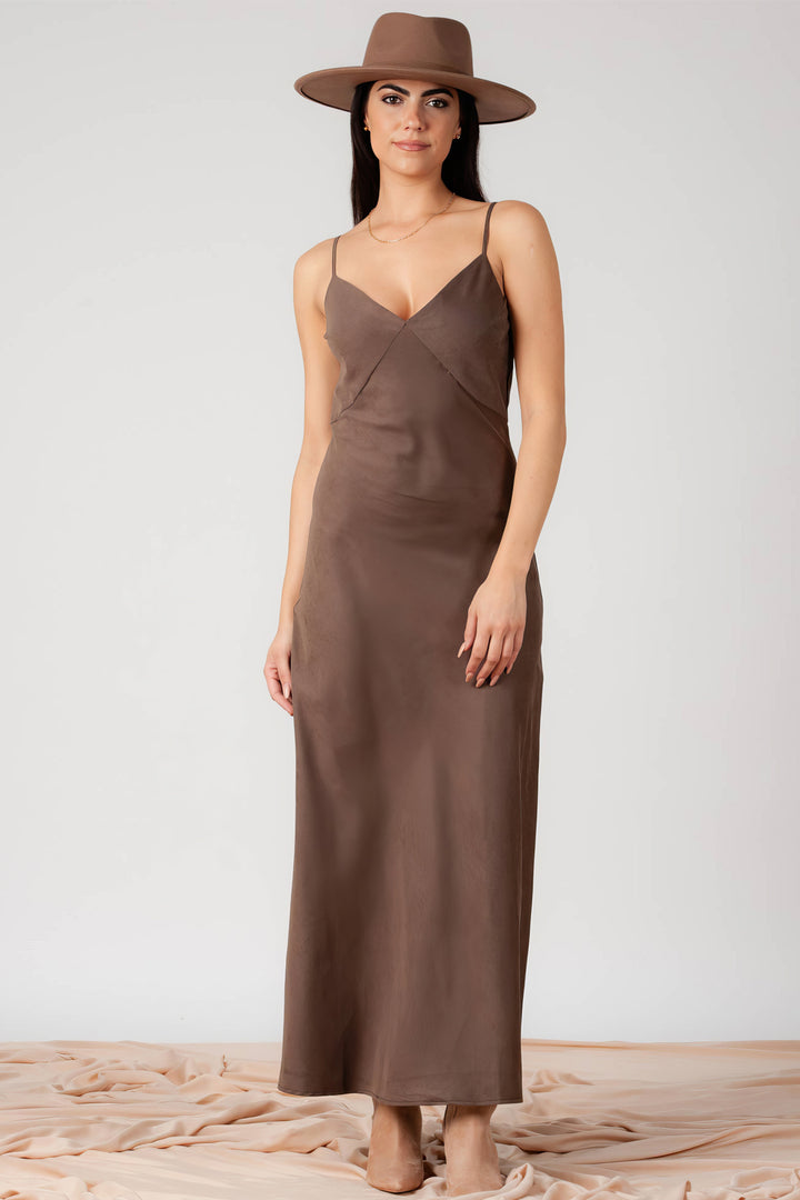 Lucca Couture JENN SEAM DETAILED SLIP DRESS-TAMARIND PLUM