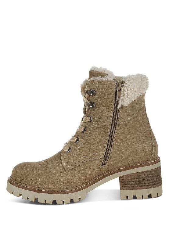 Rag Company Madoka Fur Collar Chunky Ankle Boots
