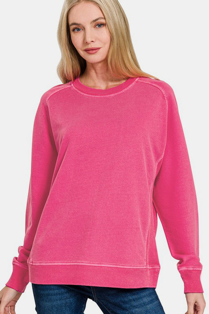 Zenana Pigment Dyed French Terry Sweatshirt