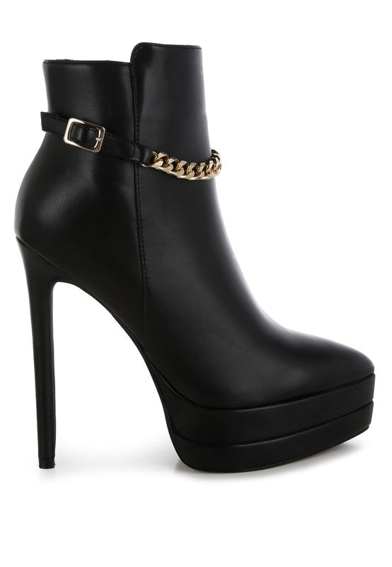 London Rag Luxe Narok Metallic Chain Detail Boots