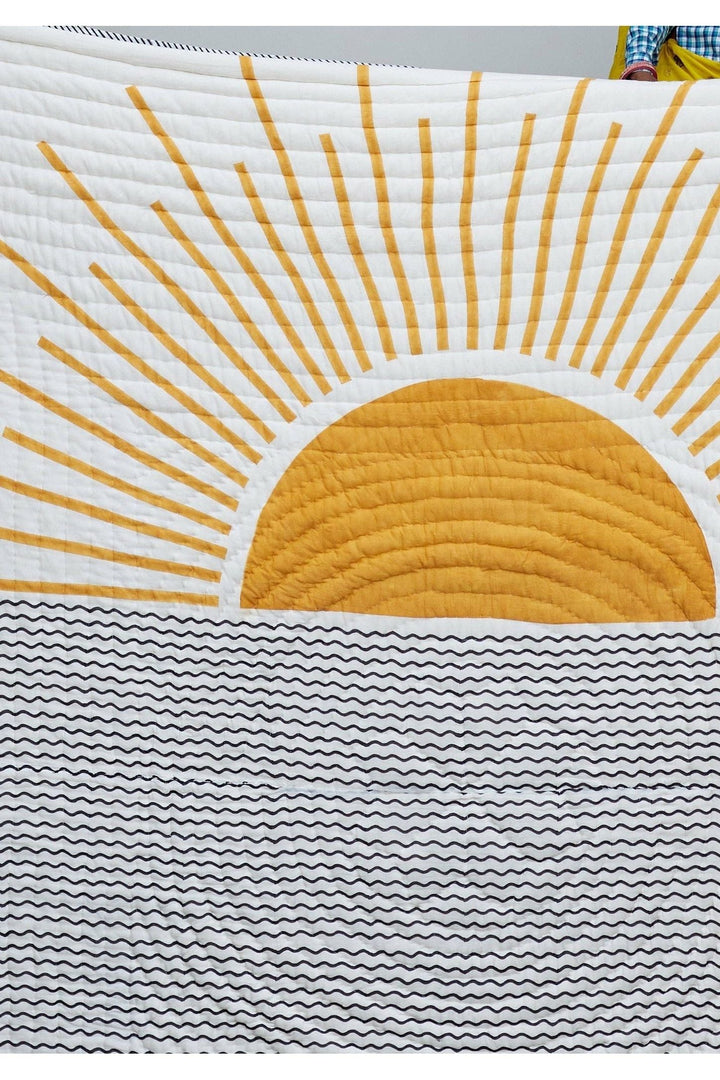 Good Morning Handmade Quilt Reversible Two Print