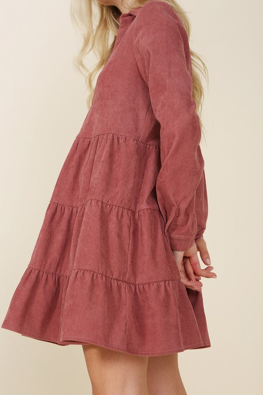 Lilou Corduroy tiered dress