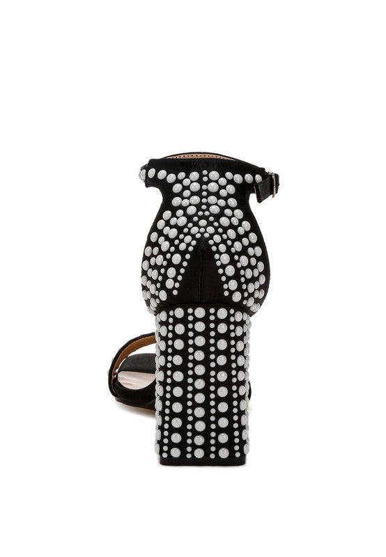 London Rag Klebba Pearls Embellished Satin Sandals