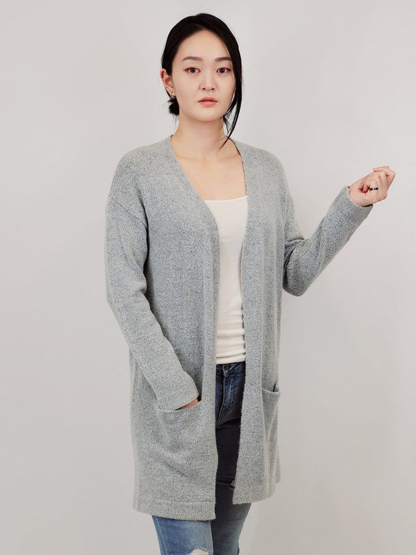 Mak Cozy Elastic Loose Fit  Sweater Cardigan w/Pockets