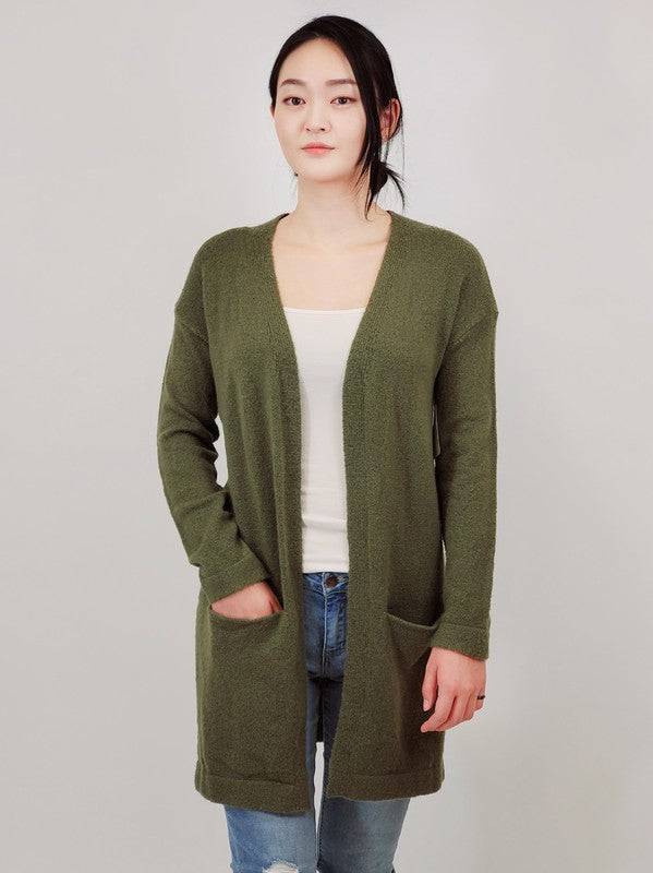 Mak Cozy Elastic Loose Fit  Sweater Cardigan w/Pockets