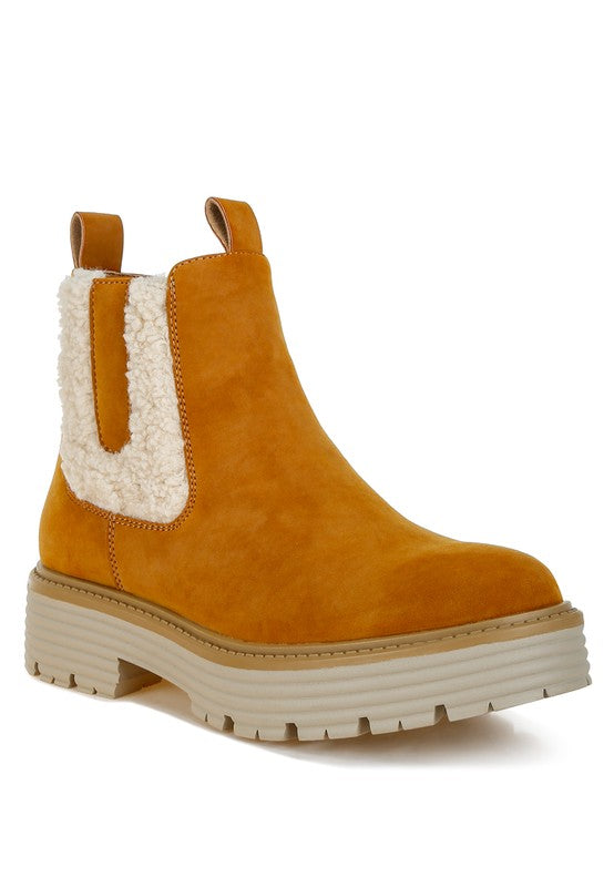 Rag Company Mothman Faux Fur Detail Chunky Ankle Boots