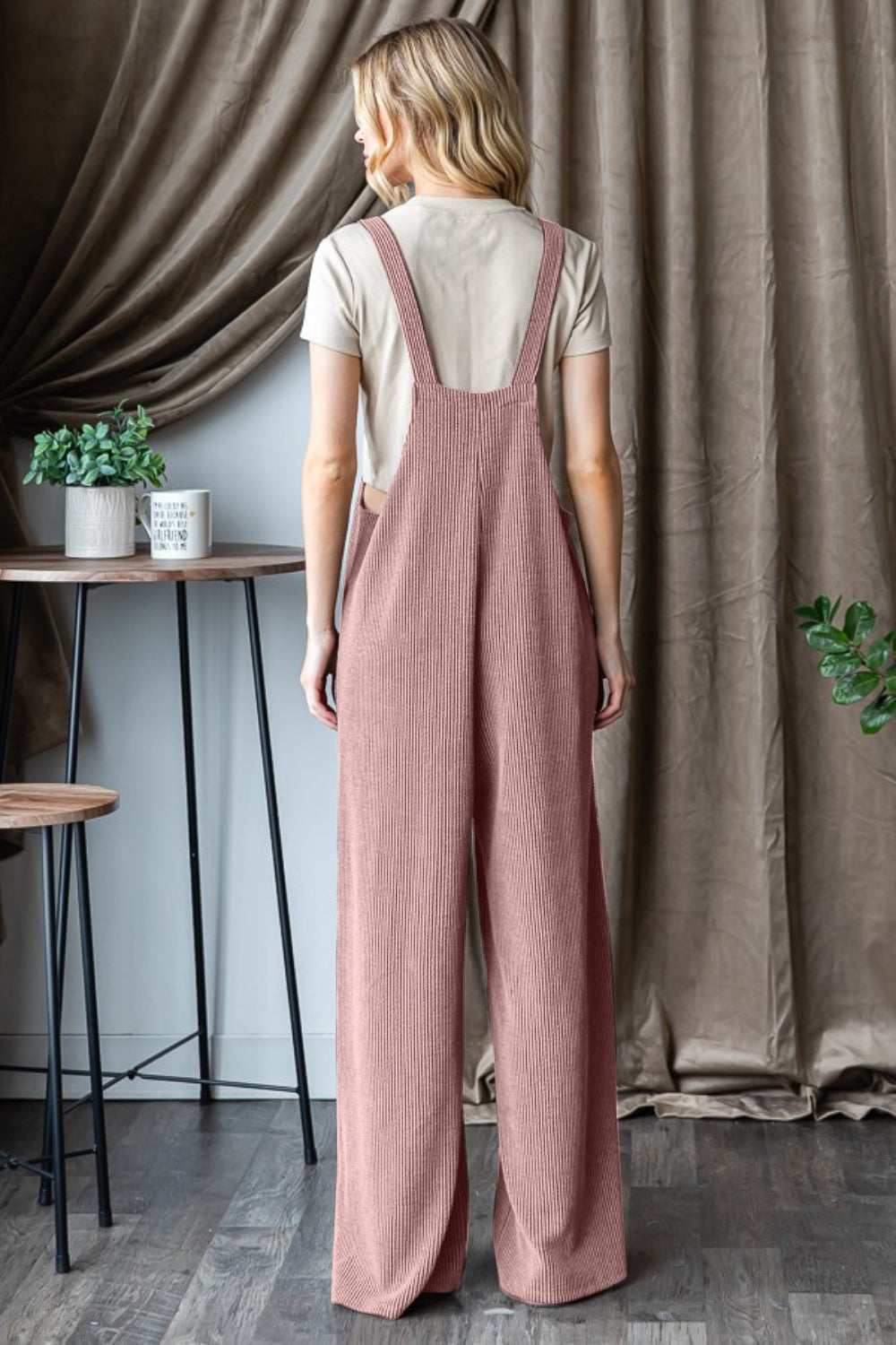 Heimish Ribbed Front Pocket Sleeveless Jumpsuit