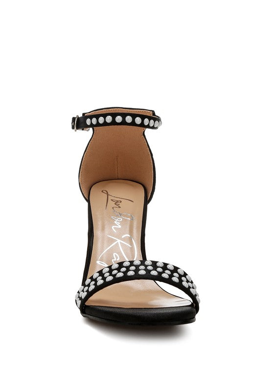 London Rag Klebba Pearls Embellished Satin Sandals