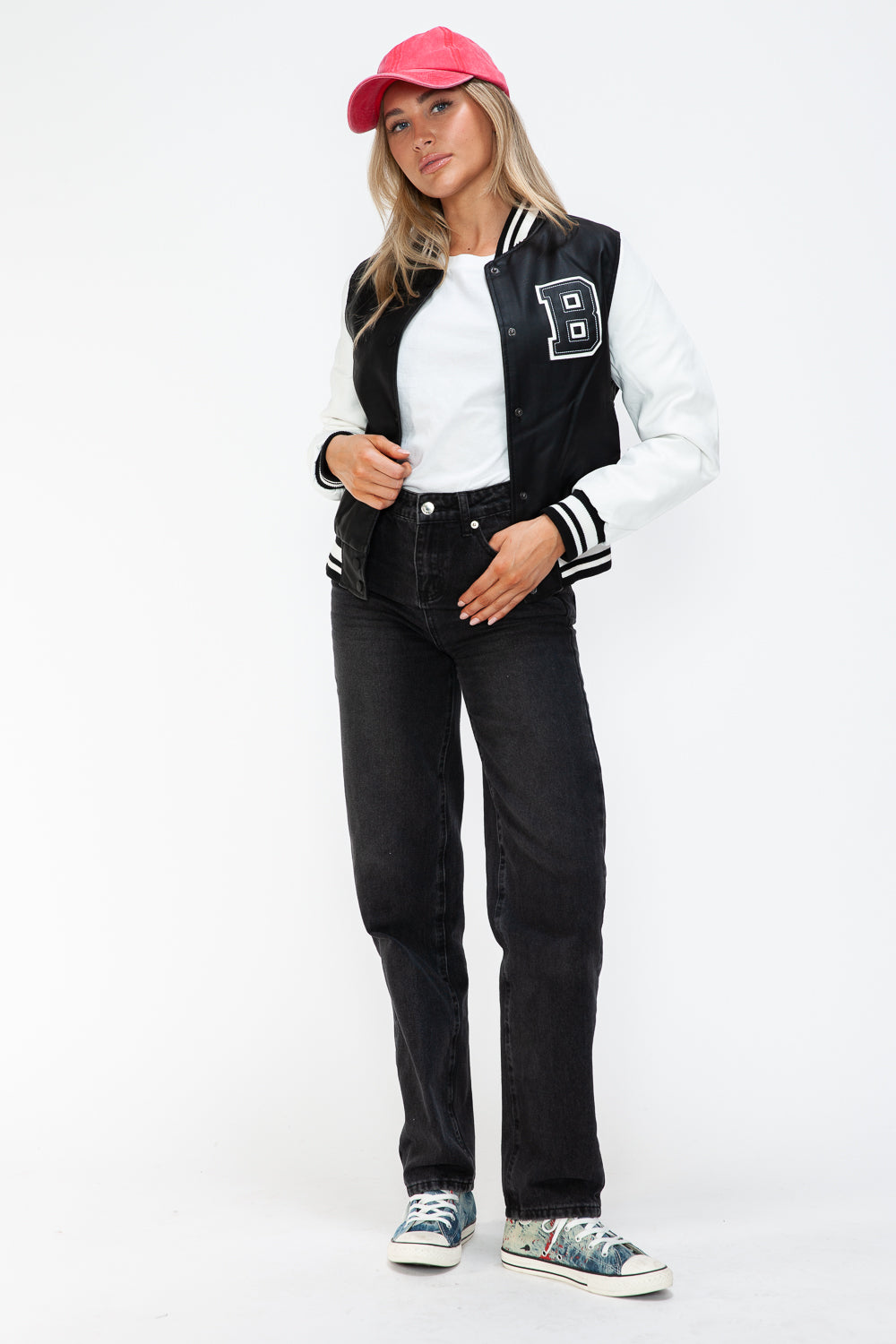 Love Me Now PU Leather Contrast Snap Down Bomber Jacket - Boho Soho
