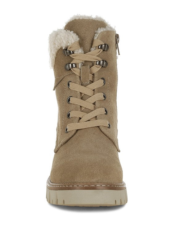 Rag Company Madoka Fur Collar Chunky Ankle Boots