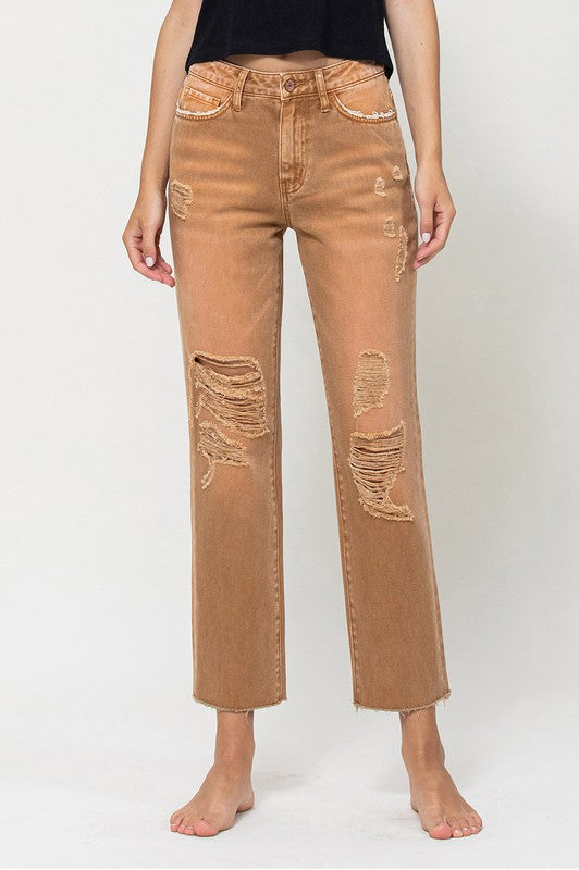 Vervet by Flying Monkey High-RIse Straight Crop Jeans
