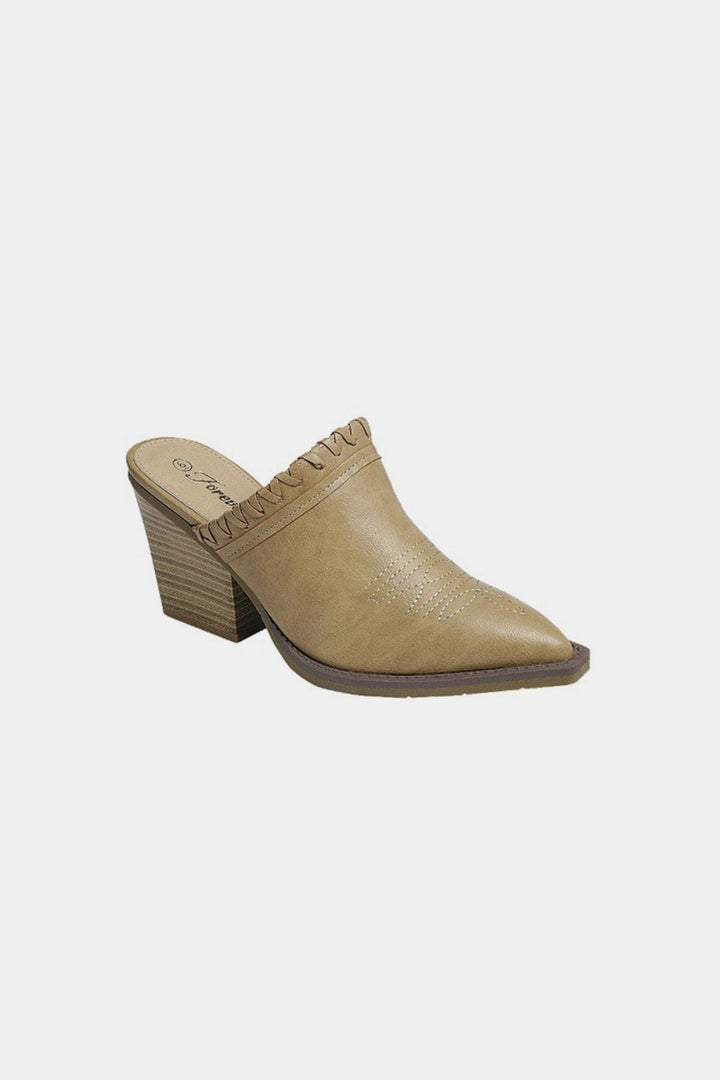 Forever Link Pointy Toe Slip On Chunky Mules - Boho Soho