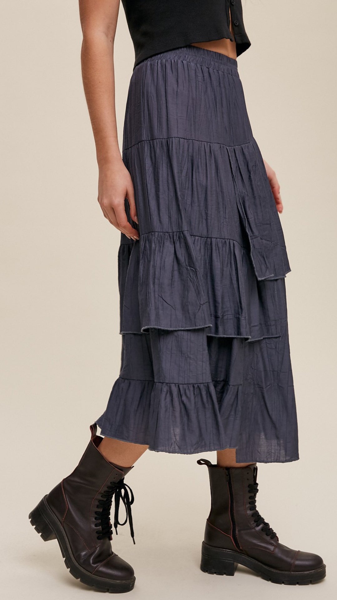 Tiered Asymmetrical Hem Skirt