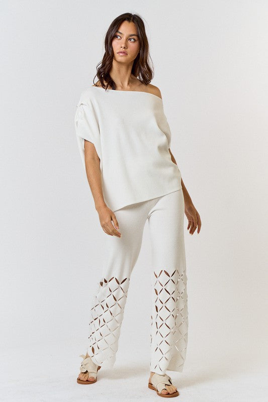 Lalavon Cut Out Detail Knit Pants